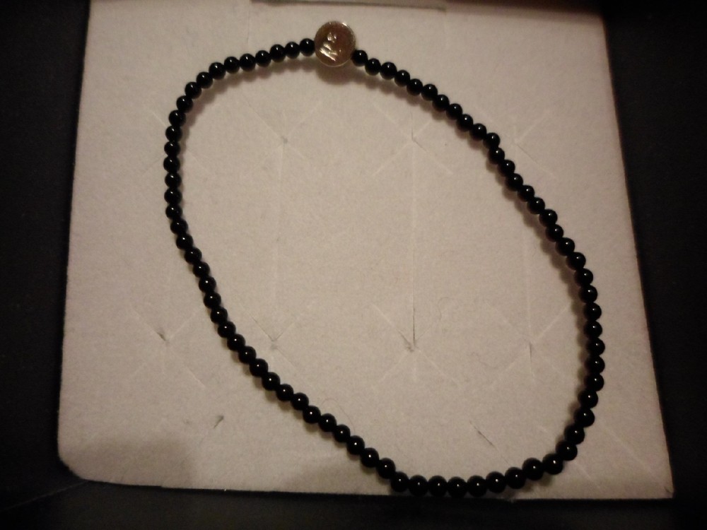 Black Agate Copper Chakra Bracelet - Stretchable