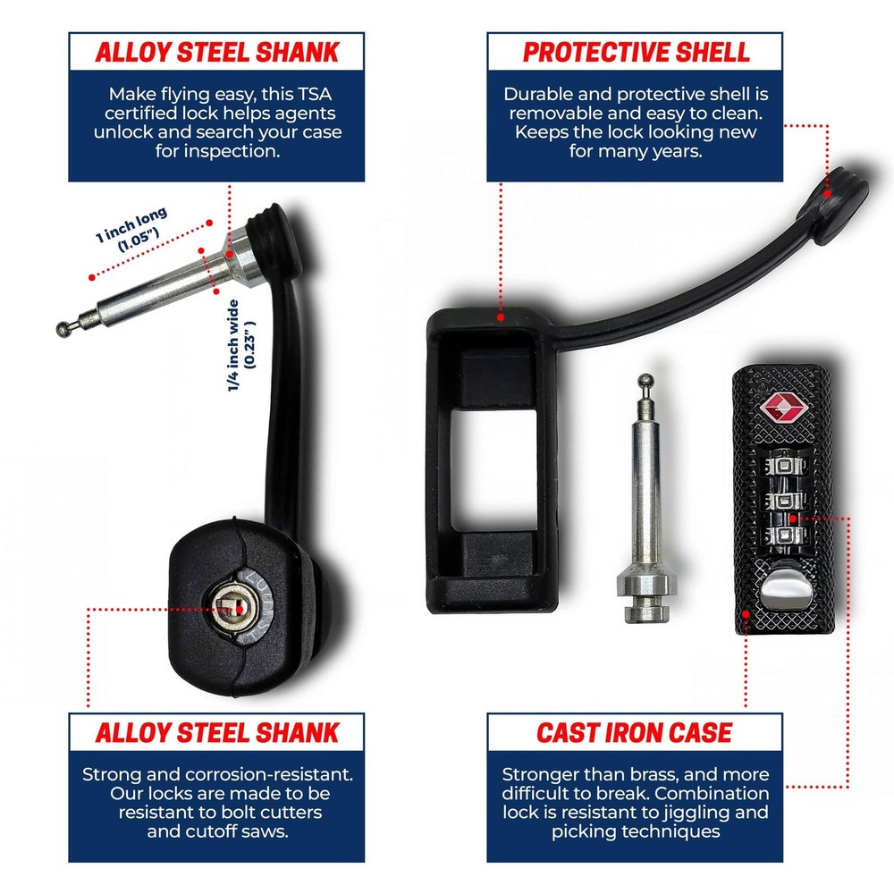 Cedar Mill TSA Approved Handgun Case Lock – Durable, Cut-Resistant Security TSA