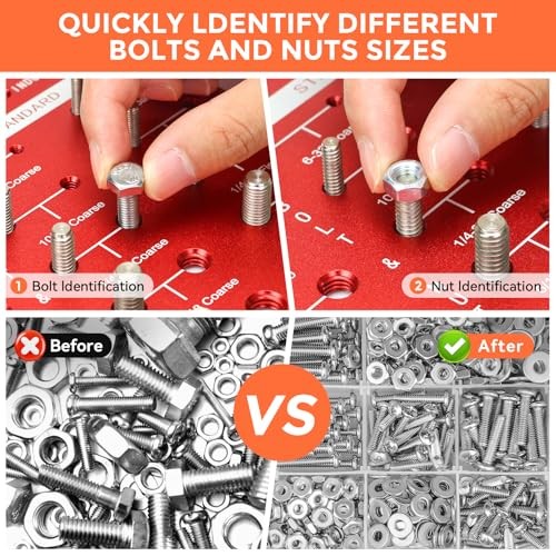 Thread Checker, 28 Nut and Bolt Thread Checker, Bolt and Nut Identifier Square