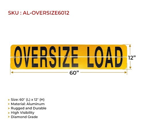 12" x 60" Hinged Aluminum Oversize Load Sign for Trucks - 2 Pack