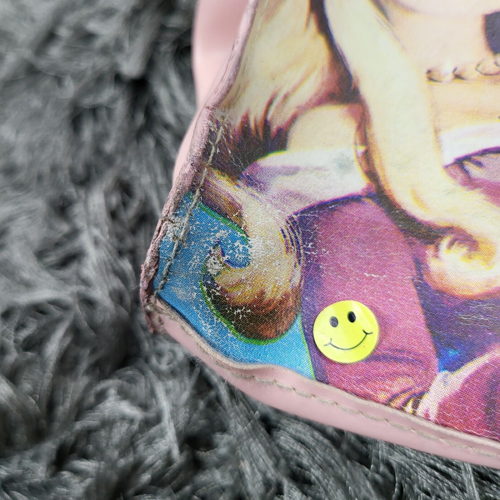 Vintage Walt Disney Sleeping Beauty Vinyl Tote Bag Blue Double Handle 9x12 Flaw