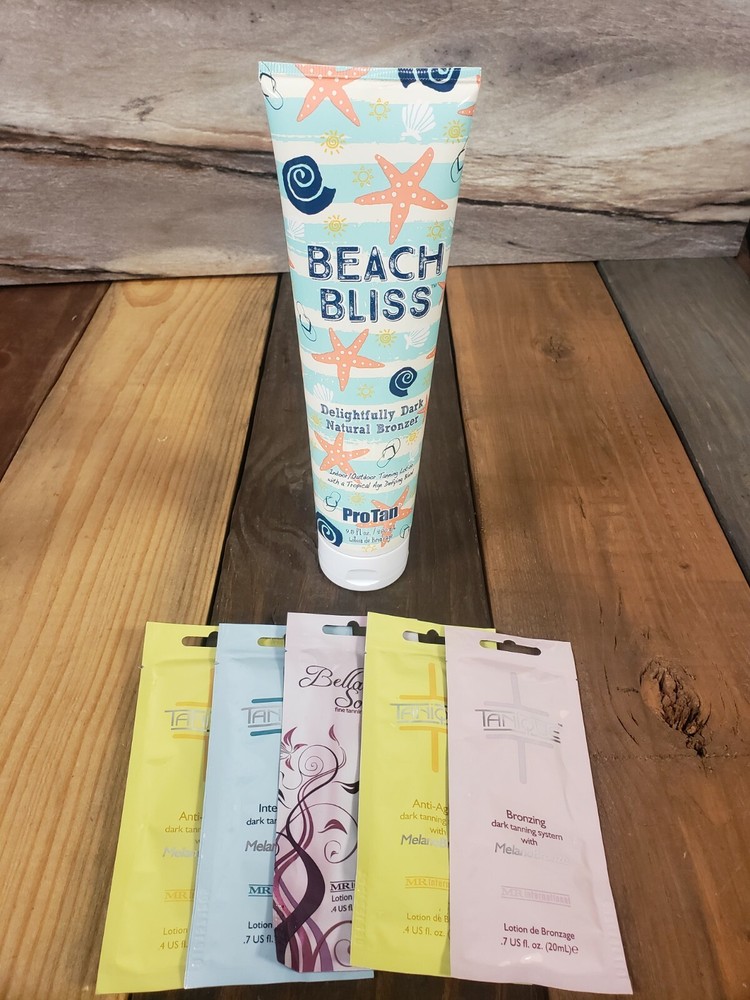 Pro Tan Beach Bliss  Bronzer Tanning Bed Lotion PLUS 5 Packets