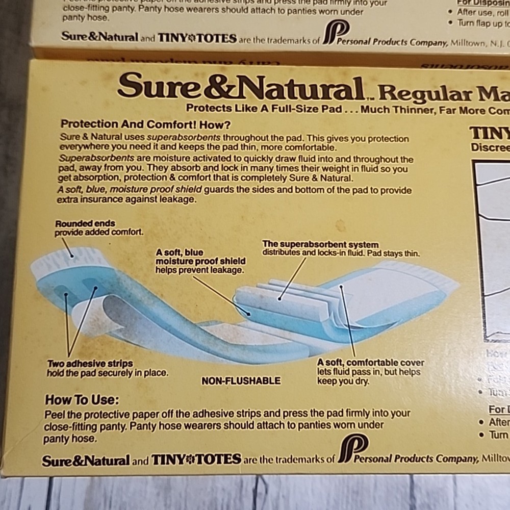 4 Box Lot VTG Sure & Natural Regular Maxishields Thin Full-Size Pads +Tiny Totes