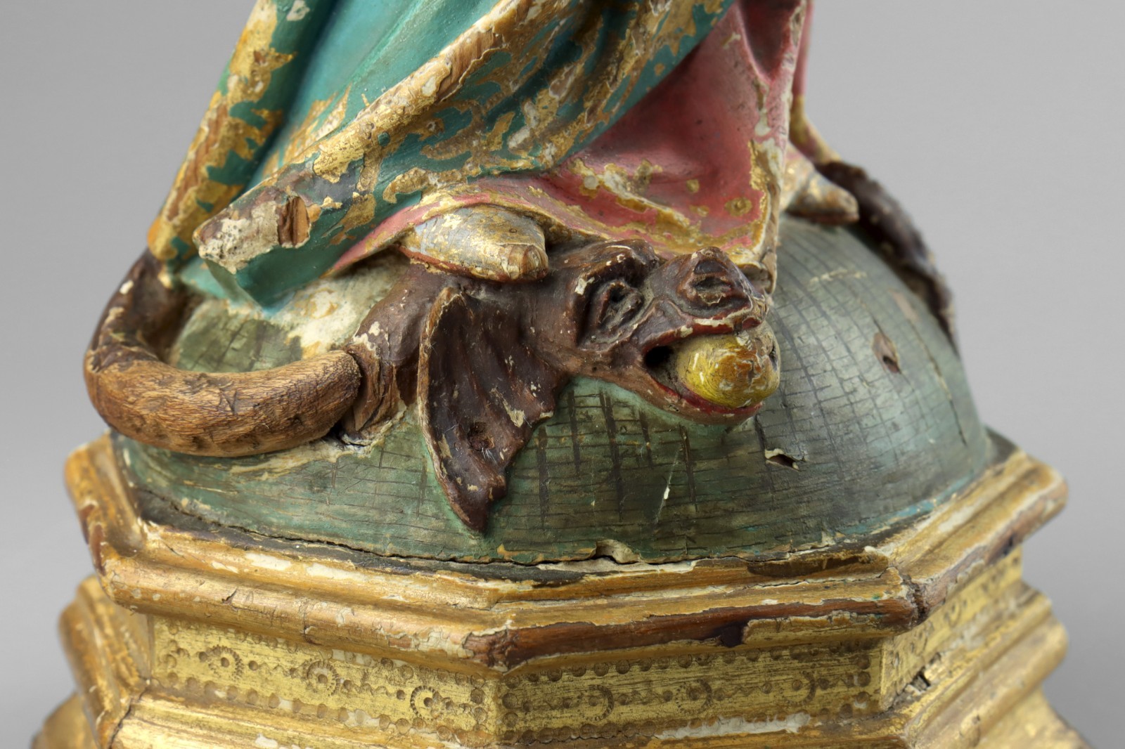 Antique 19th Century Carved Wood Polychrome Virgin Mary Madonna & Child Statue