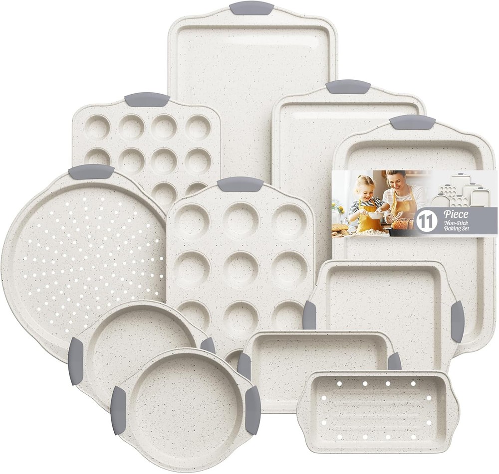 11-Piece Nonstick Stackable Baking Pans Set Toxin-Free Bakeware Sets Baking Pan