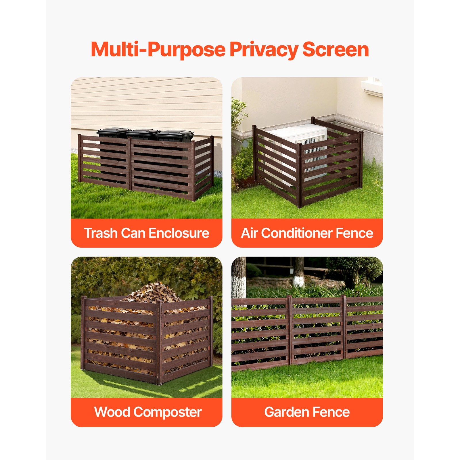 Uimoso 48" x 37" Air Conditioner Fence Privacy Fence with 3 Panels for Trash Can