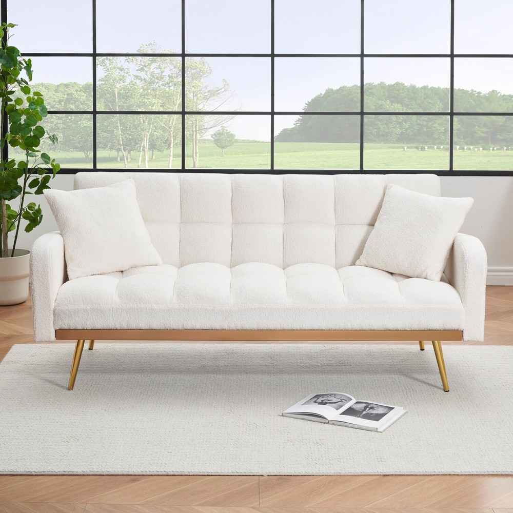 Convertible Sleeper Sofa Bed Loveseat Sofa Couch Futon Sofa Bed w/ Pillows