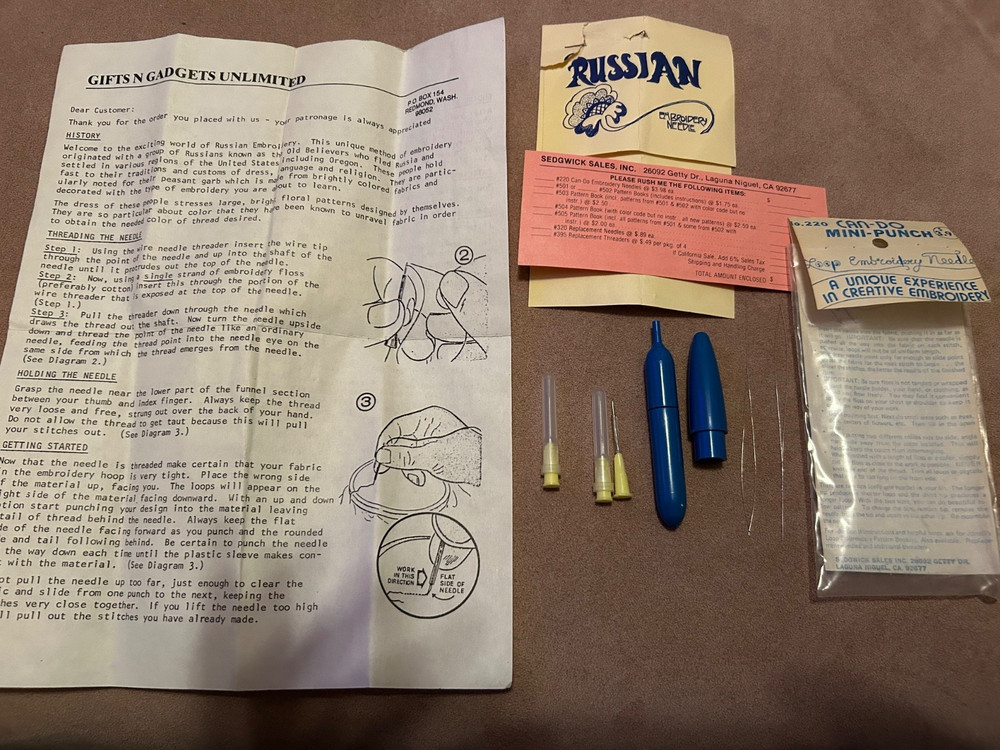 VINTAGE BOYE RUSH N PUNCH, CAN DO PUNCHNEEDLES WITH THREADERS, 3 SIZES