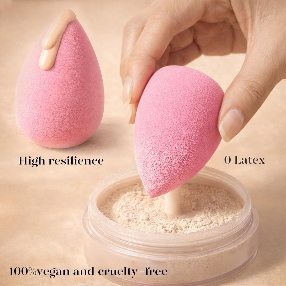 BEAKEY Makeup Brushes Sets, Brush Sets with Sponges BLACK-SILVER