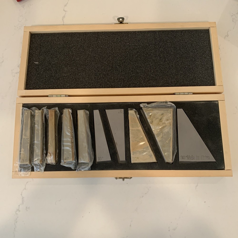New 10 Pcs Universal (1° - 30°) Precision Angle Iron Block Set w/ Certification