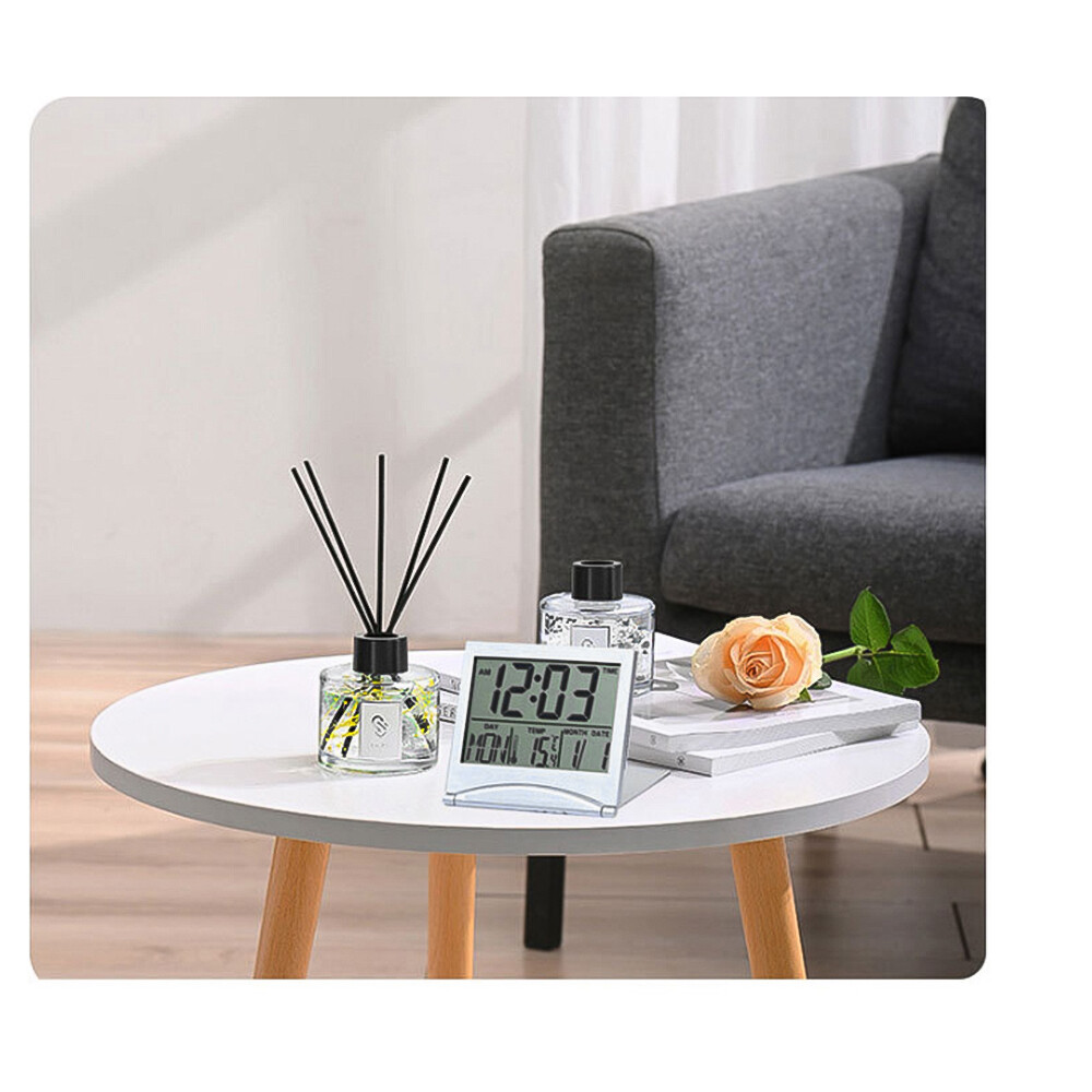 Digital Deck Clock Foldable Calendar Temperature Timer Alarm Clock LCD Display