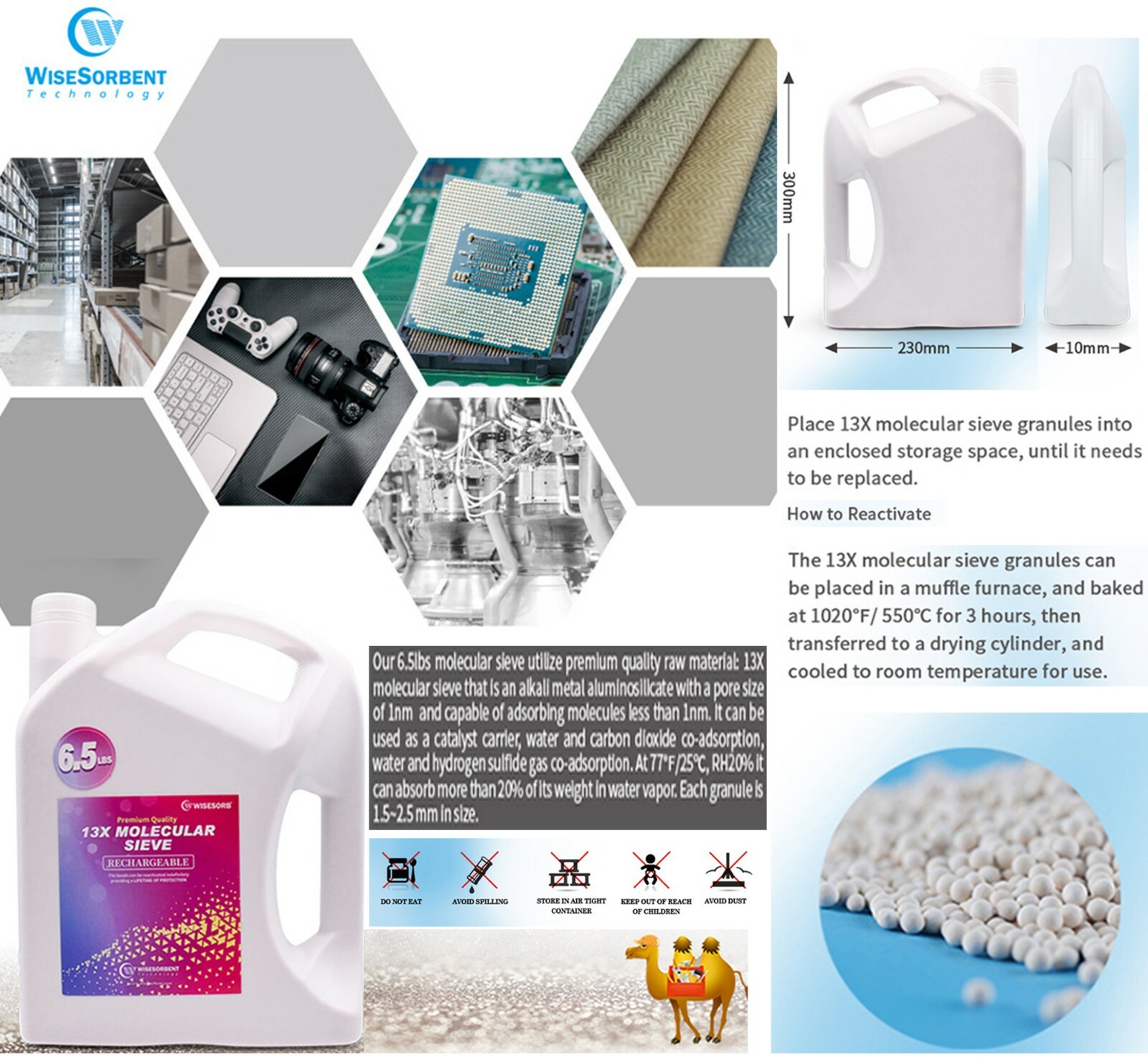 Premium Quality Desiccant Bulk Material (13X Molecular Sieve), 6.5 LBS