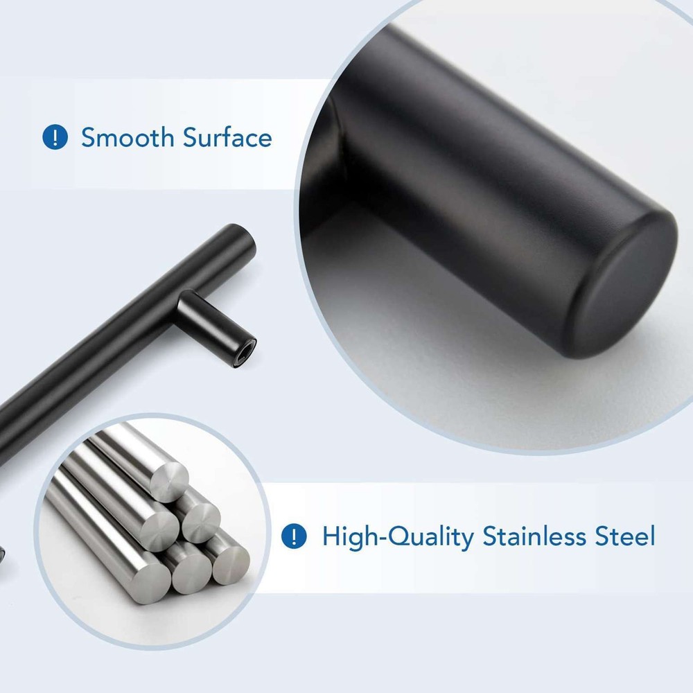 Matte Black 304 Grade Stainless Steel Kitchen Cabinet Handles Pulls Knobs Drawer