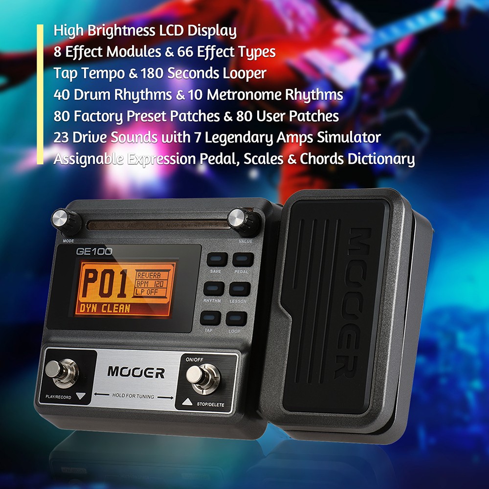 NEW Multi Effect Guitar Pedal 66 Effects 23 Distortion 7 Amp Loop Tuner +Adapter