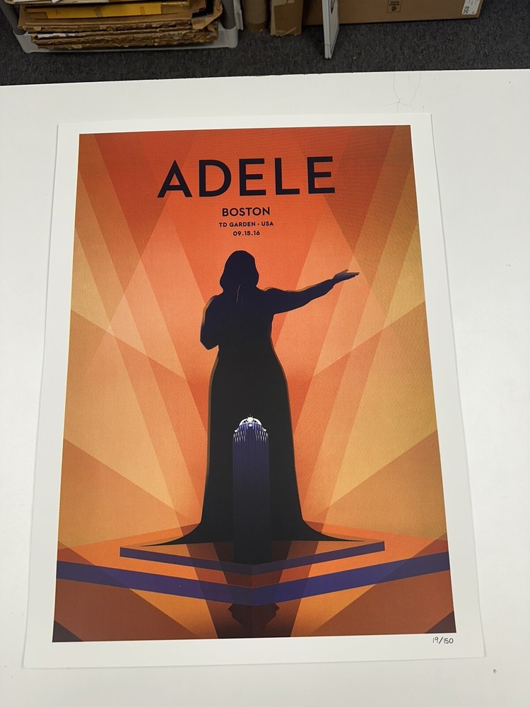 Adele Poster Boston 9/15/2016 LE Official Art Lithograph Concert TD Garden Gig