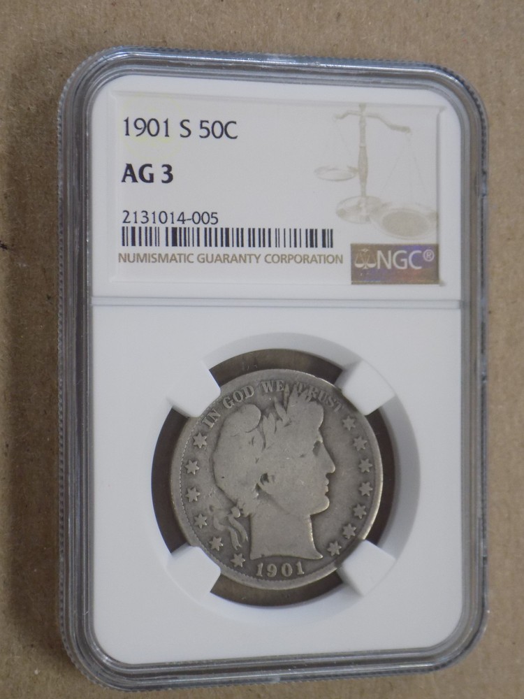 1901 S 50C Barber Half Dollar NGC AG3