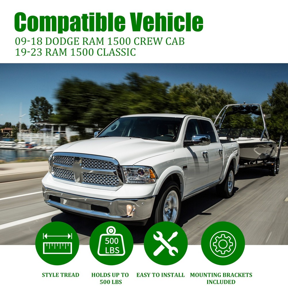 For 2010-2022 Dodge Ram 2500/3500 Crew Cab Side Steps Nerf Bars Running Boards