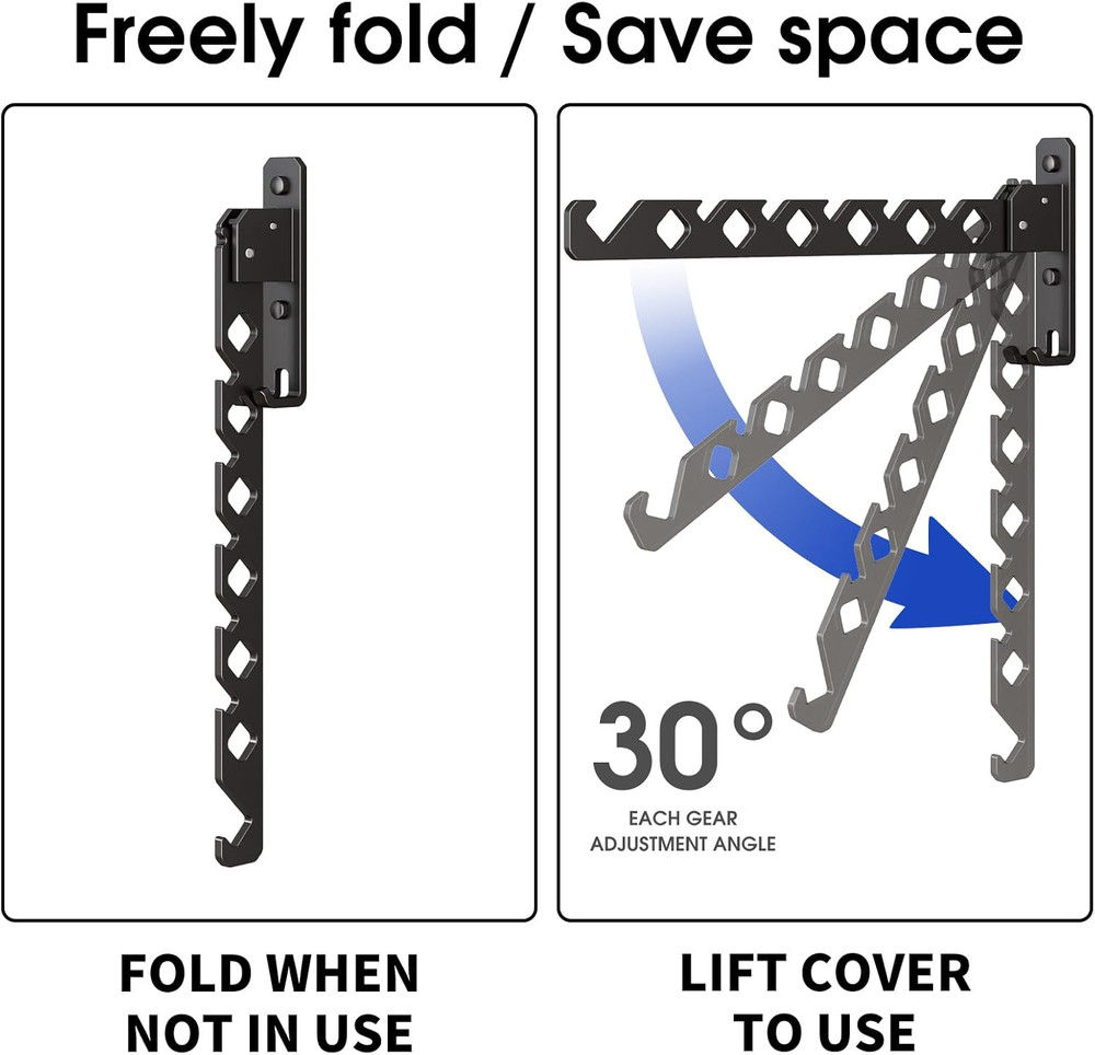 Wall Mounted Clothes Drying Rack, Wall Clothes Hanger Foldable, Laundry Hanger H