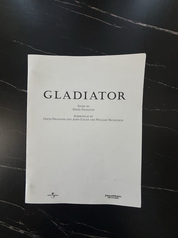 Original Gladiator Full Script Rare 2000 ￼ Dreamworks Universal Studios NEW