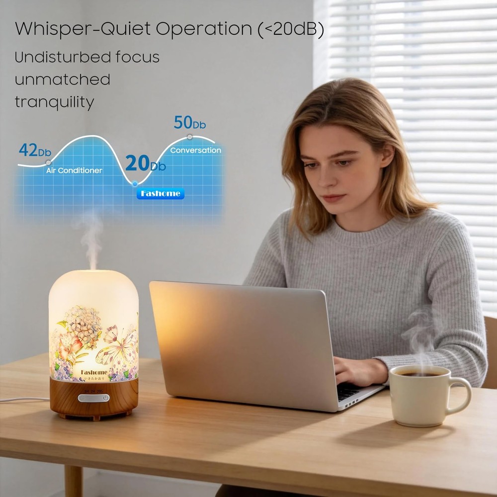 Essential Oil Diffuser Hand Blown Glass, small diffuser/humidifier, Spring