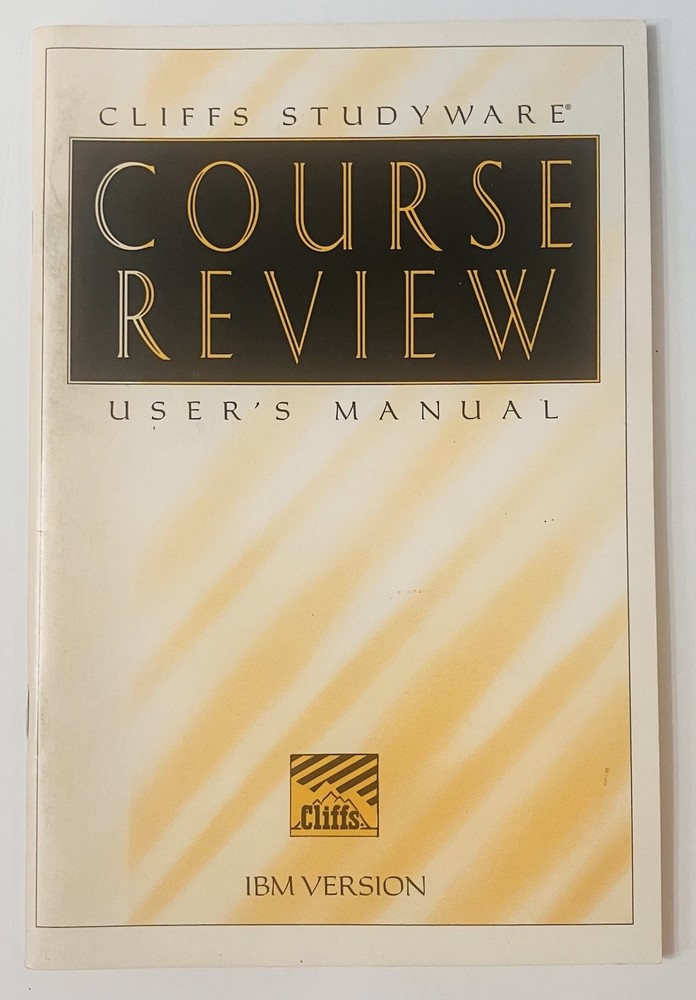 1993 Cliffs StudyWare Course Review User’s Manual, IBM Version Vintage Guidebook