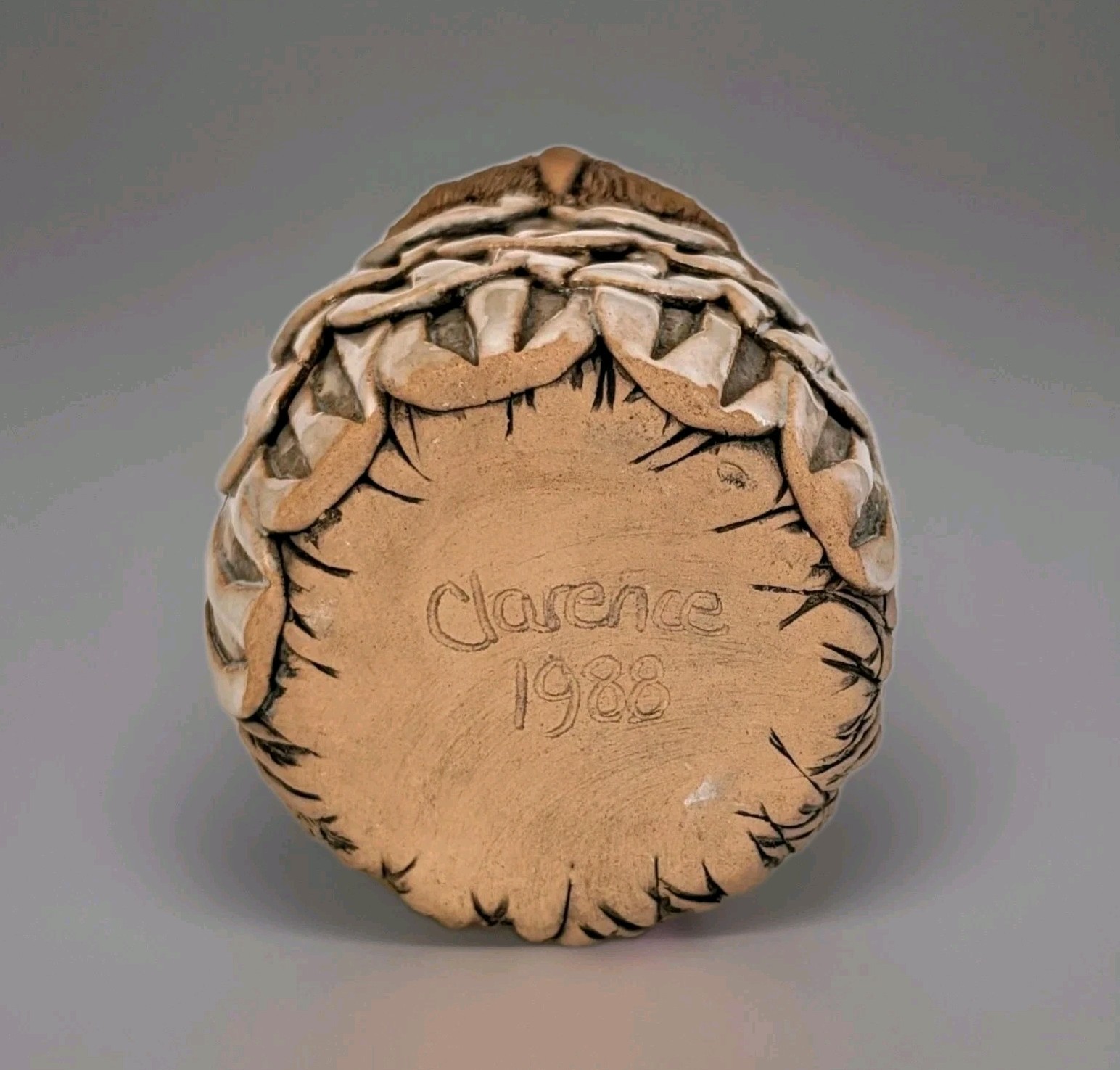 Charming Vtg Clarence Cameron Art Pottery Stoneware Owl Sculpture Vase Signed