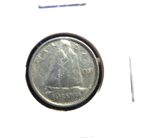 Canada 1951   .800 % Silver 10 Cents  👀