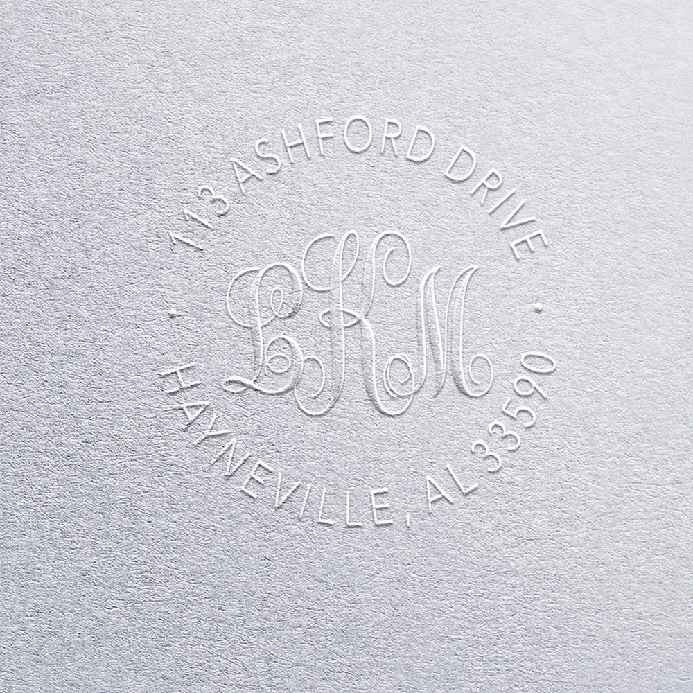 Custom Return Address Embosser Stamp With Monogram Initial Embosser Seal 1-5/8