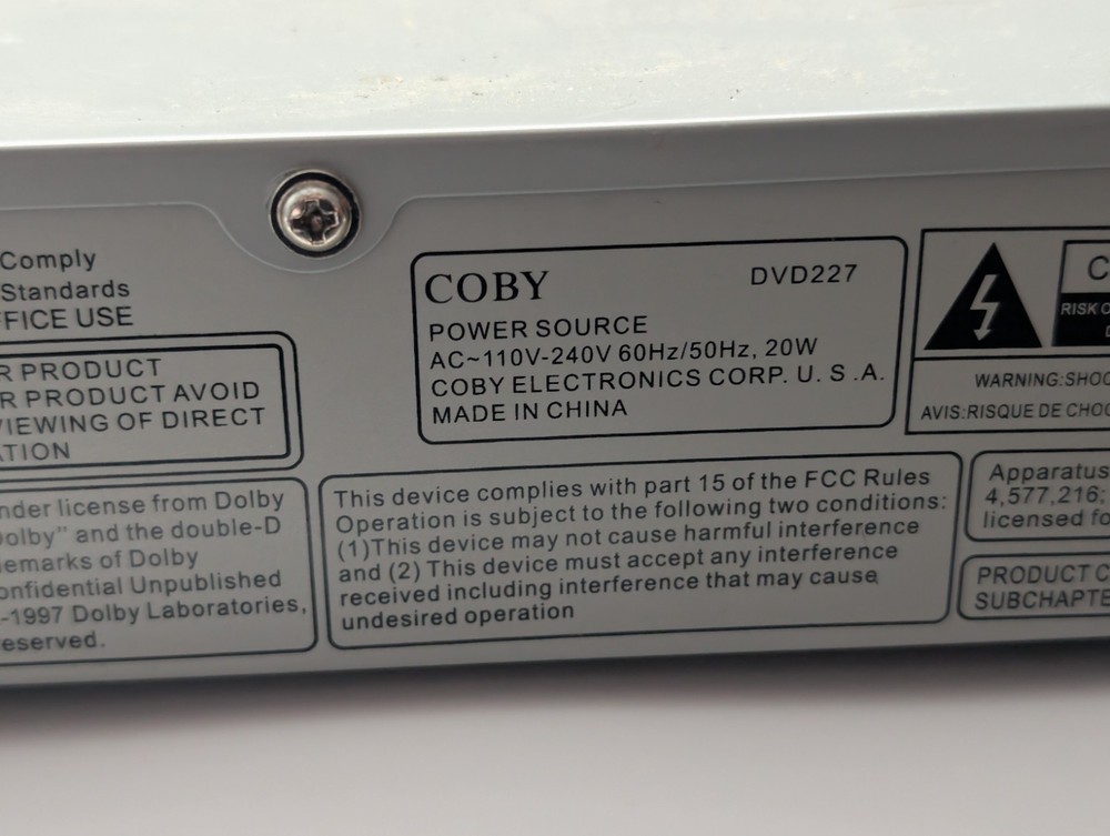 Coby DVD-227 DVD Player, Untested