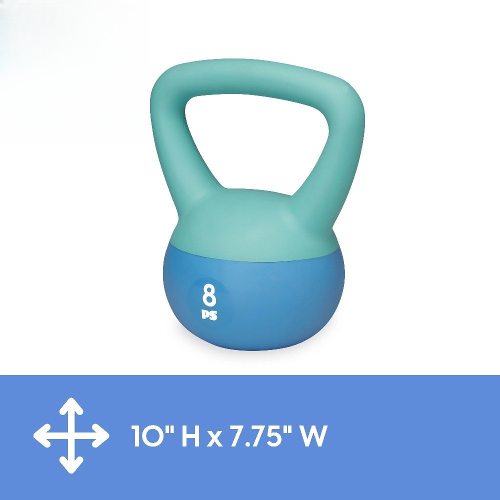8lb Soft Shell Kettlebell, Blue, Sand Filled