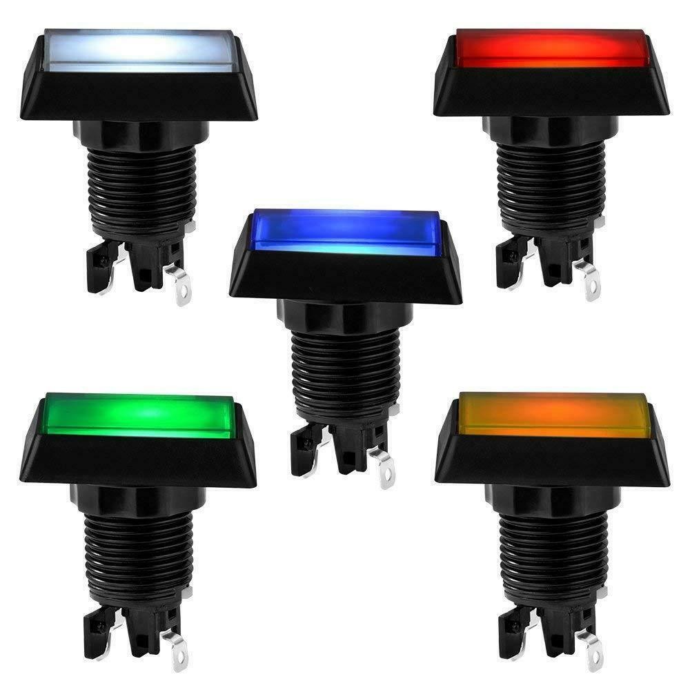 1/2/3/4/5* Arcade Square Rectangle Buttons LED Push Illumilated with Microswitch