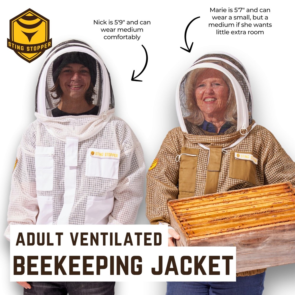 Sting Stopper Ventilated Beekeeping Jacket with Extended Toros, Quick Pullove...