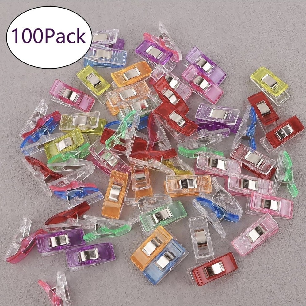 Multipurpose Sewing Clips with Tin Box, Assorted Colors 100 Pack