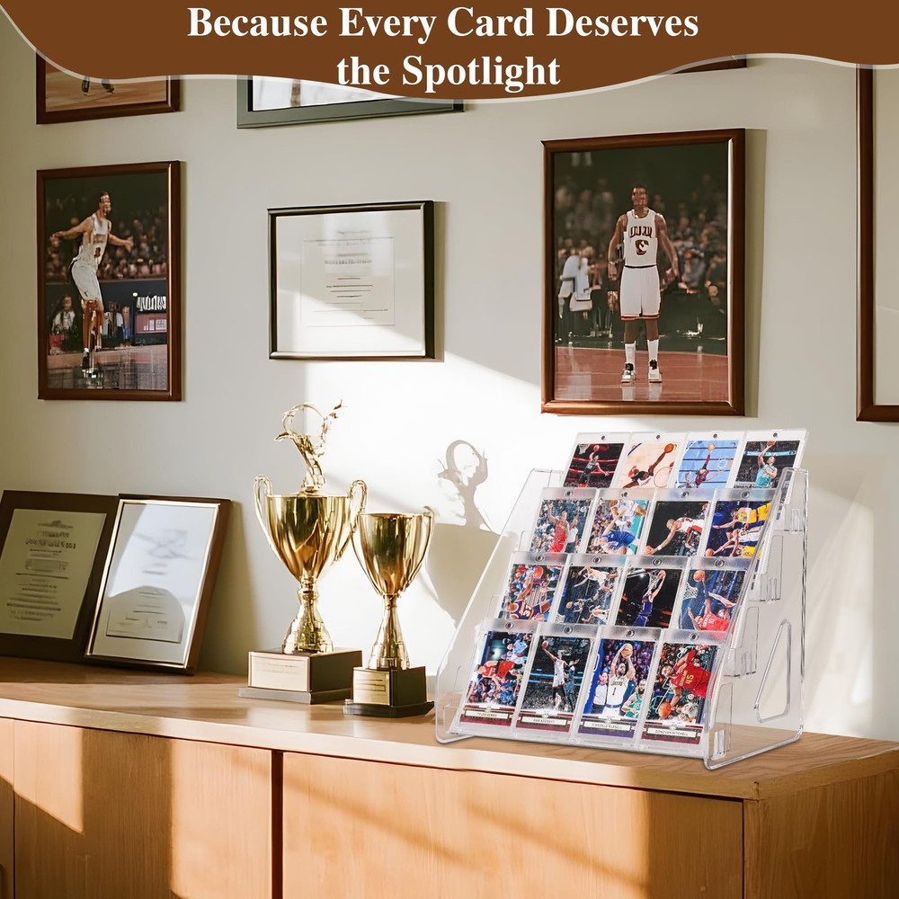 CELSOL 2 Pack Elevated 4 Tier Clear Acrylic Card Display Stand for CLEAR