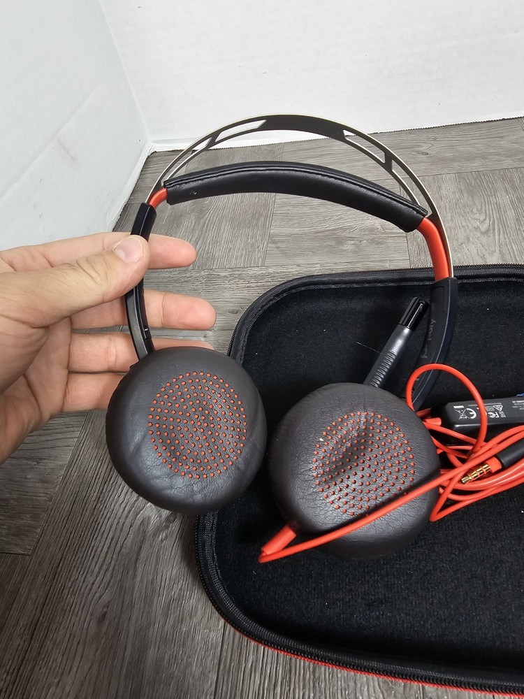 Plantronics Poly Blackwire 5220 Stereo USB Wired Headset With Mic & Case*Tested*