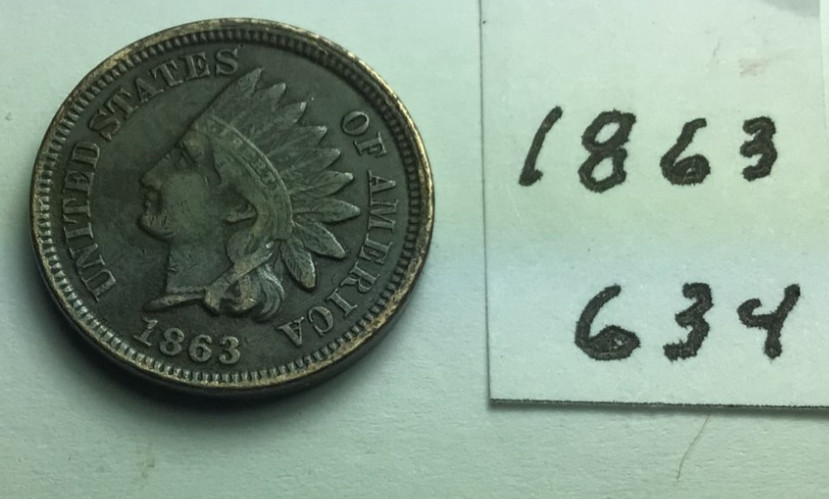 1863 Indian Head Penny; GOOD condition; #634