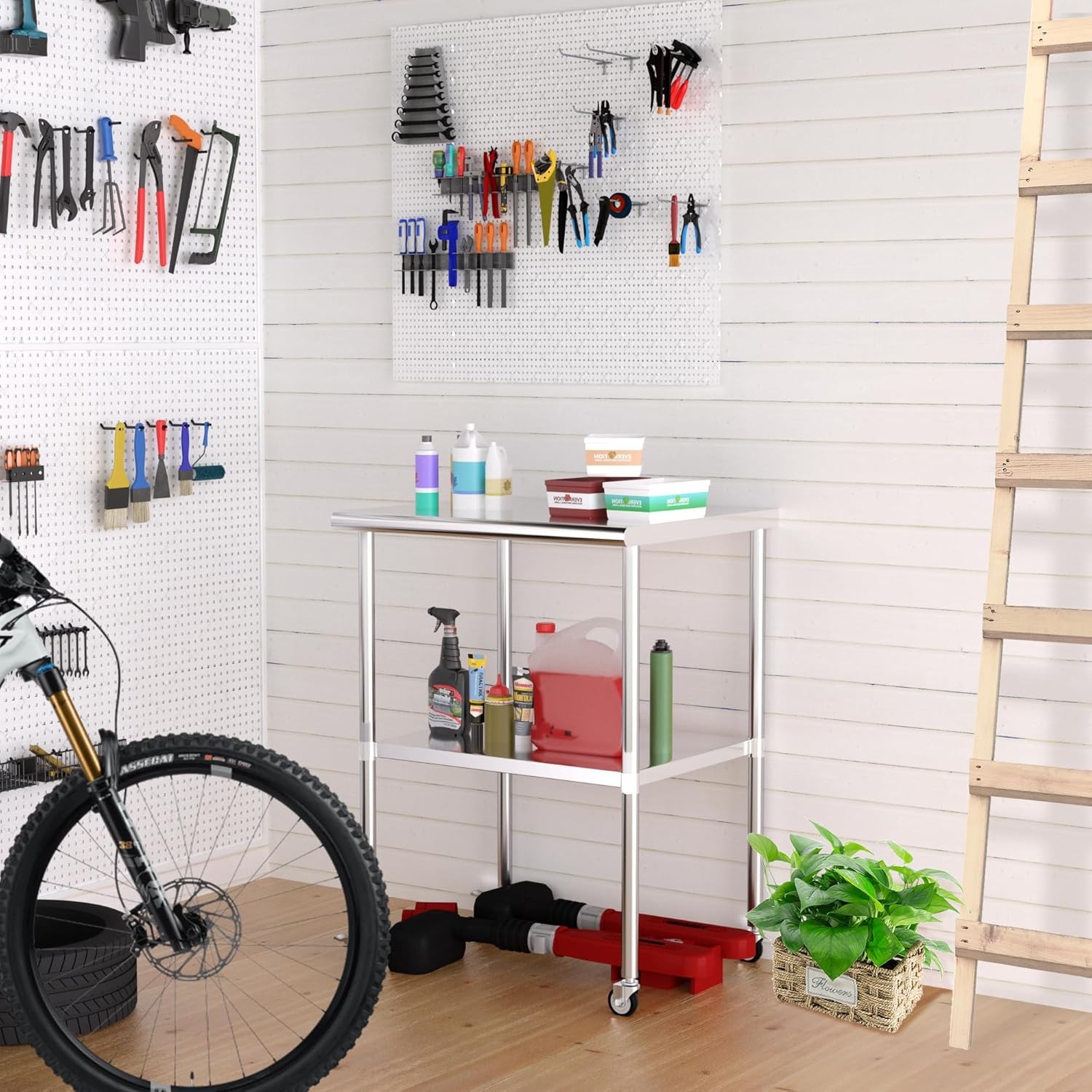 Stainless Steel Table with Wheels 24''x30'' Metal Prep Table for Kitchen Outdoor