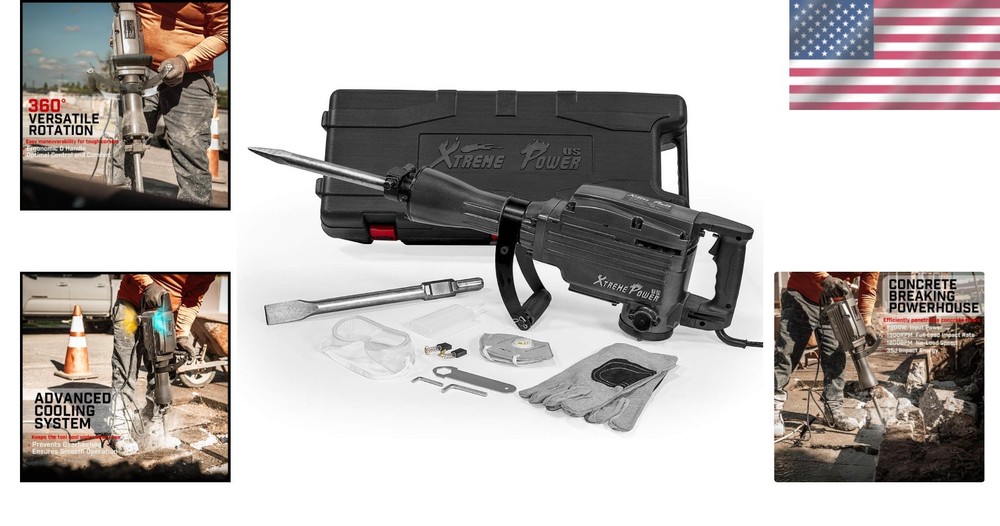 2200W Electric Jack Hammer with 2 Chisel Bits