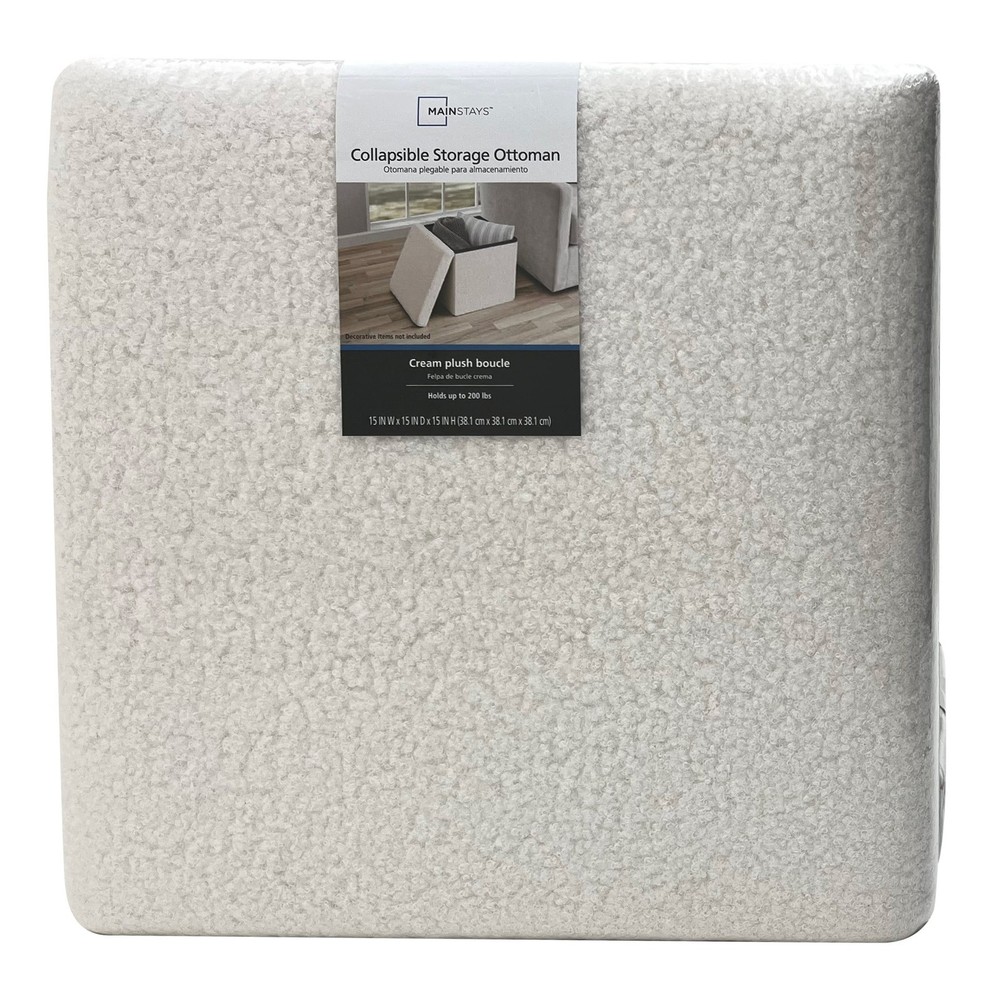 Mainstays Collapsible Storage Ottoman, Cream