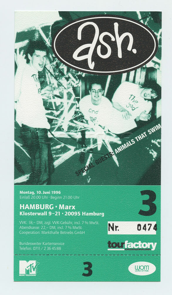 ASH Ticket Vintage 1996 June 19 Hamburg Germany