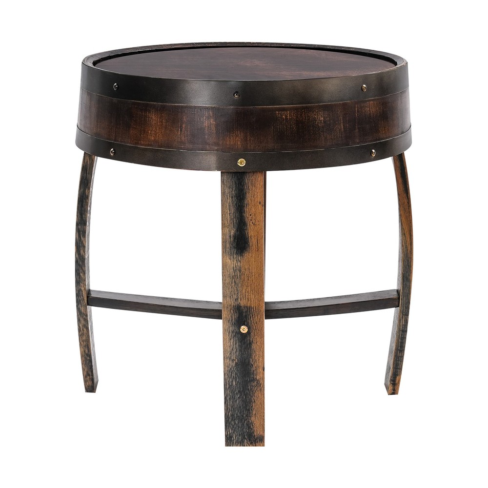 Solid Wood Round Barrel-style End Table Home Tea/coffee Table Wine Side Table