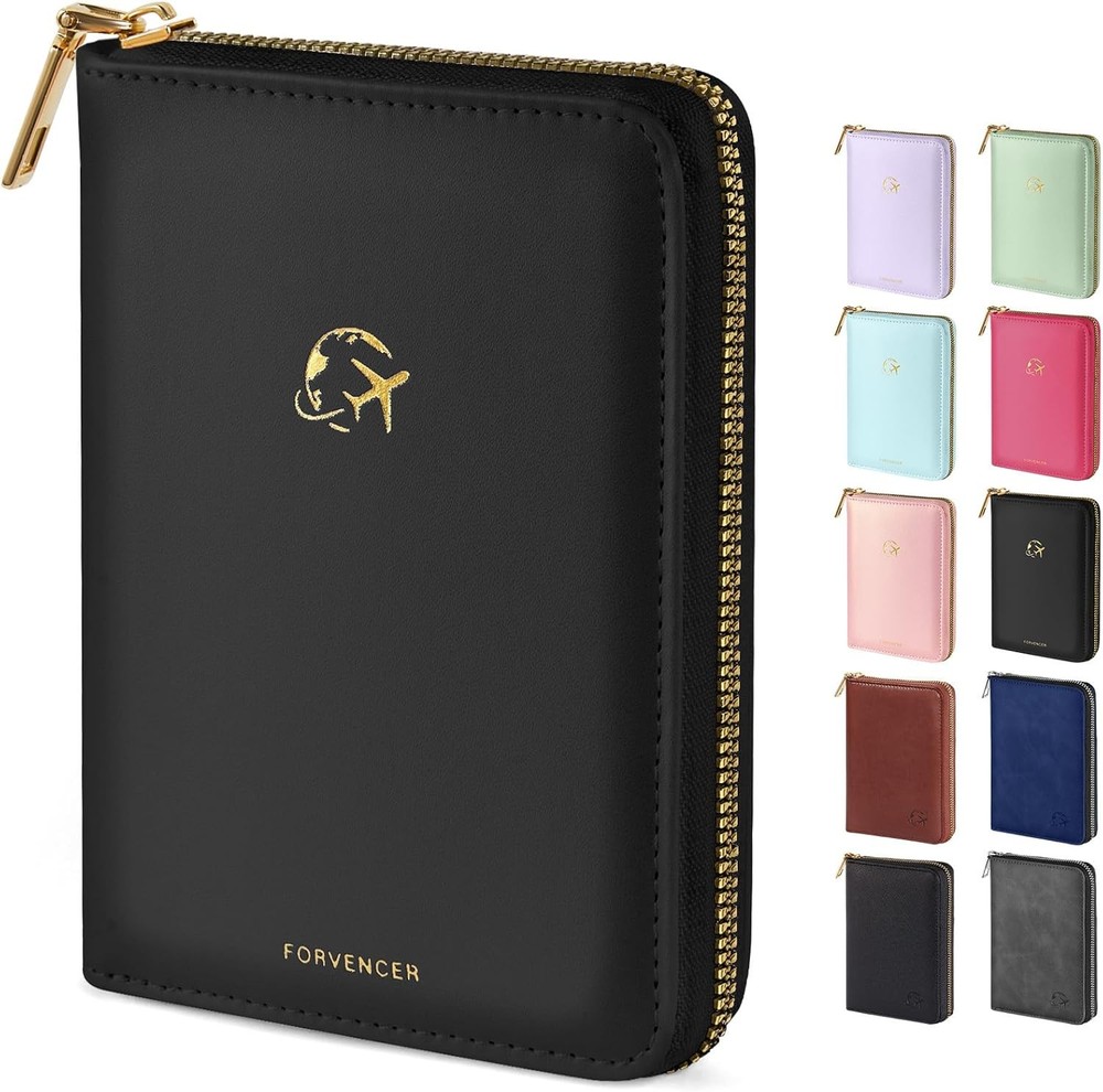 RFID Blocking Passport Holder with Zipper Black