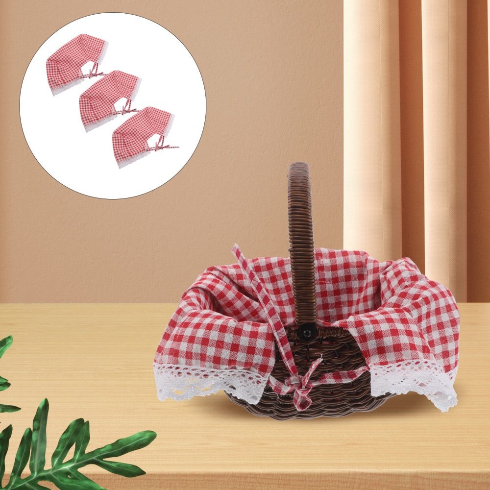3 Pcs Rattan Storage Basket Cloth Cover Wicker Insert Bread Lining Boho Liner