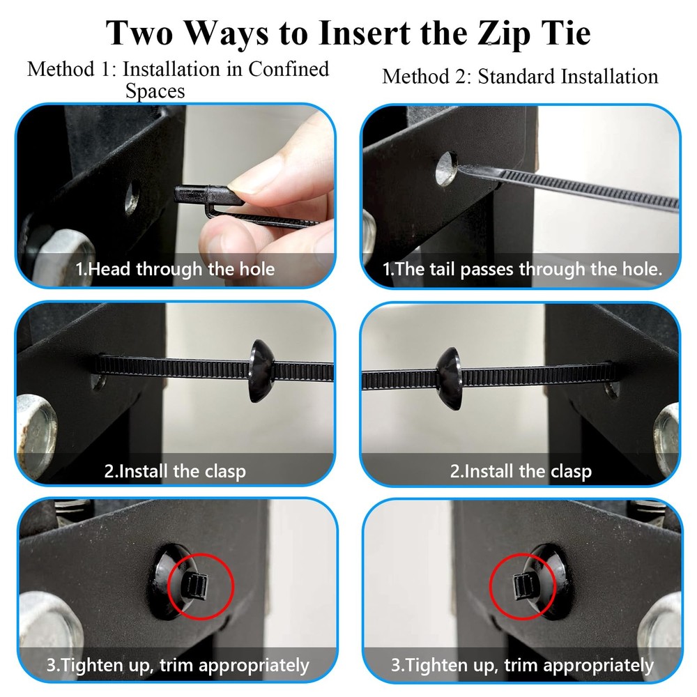 100PCS Upgraded Nylon Universal Cable Tie Buckle,Self-Locking Black