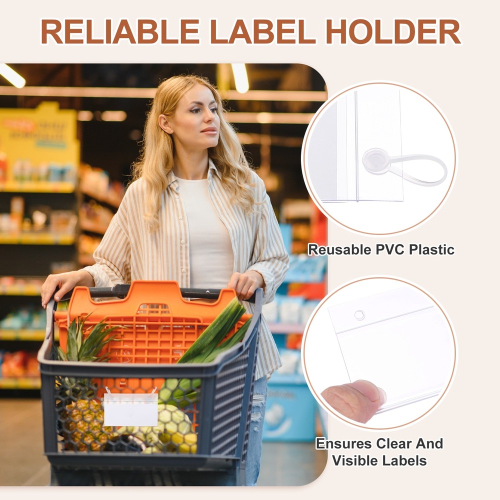 30 Pack 3.1" x 2.2" Plastic Shelf Basket Label Holders Clips with Button Lock