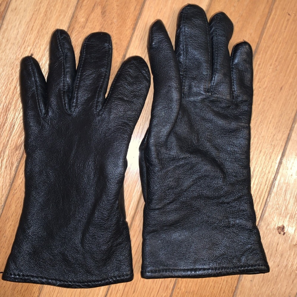 Samco Leather Gloves Mens Black Polyester Wool Blend Lined Cold Weather 6