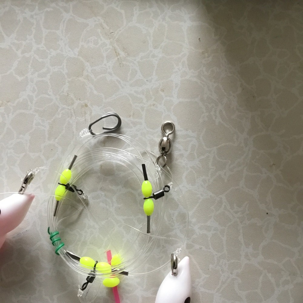Cod Pollock 3 Hook Flapper Rig 8/0Hooks White Head Pink Muppet 6” Lures