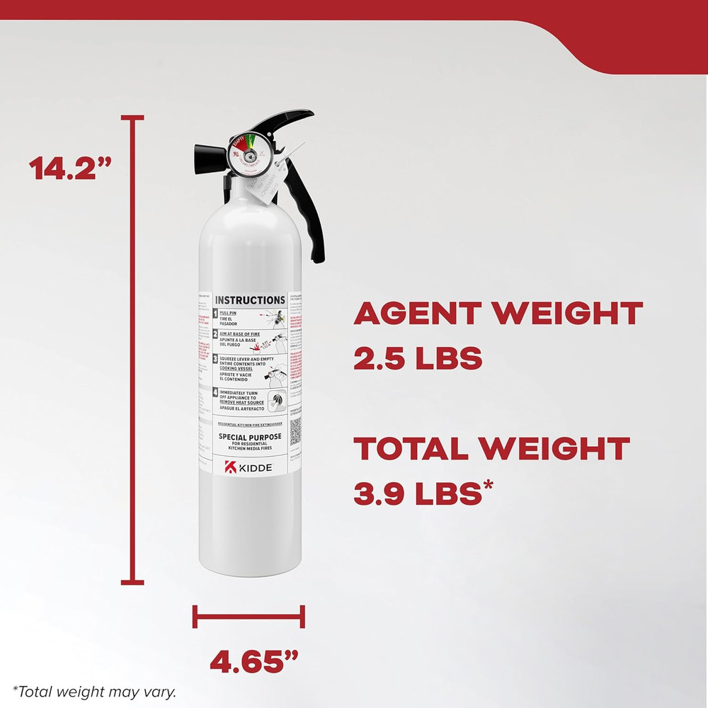 Fire Extinguisher for Kitchen, Residential, Single-Use, 711A