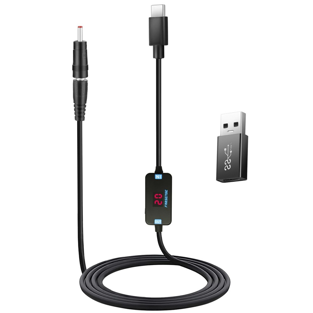 FARSENSE USB C to DC Adapter,Barrel PD Trigger Cable(3.3ft) with A to...