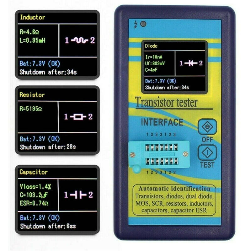 1.8" TFT Color LCD Transistor Tester Diode Triode Capacitance Meter LCR ESR CS